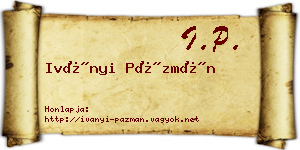 Iványi Pázmán névjegykártya